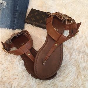 Brash Brown & Gold Sandals